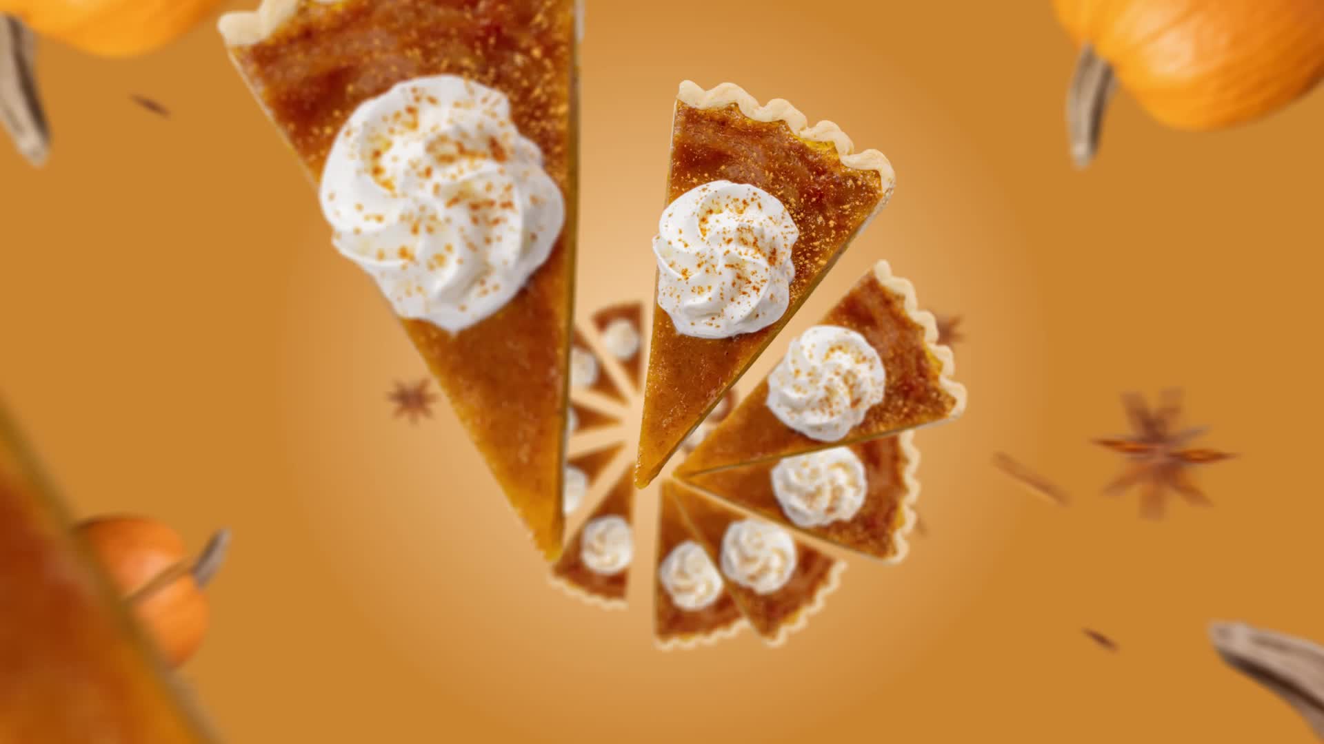 Video Poster: spiral of pumpkin pie slices